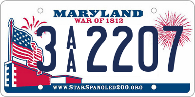 MD license plate 3AA2207