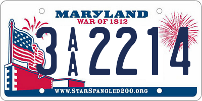 MD license plate 3AA2214