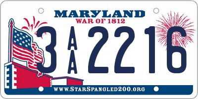 MD license plate 3AA2216