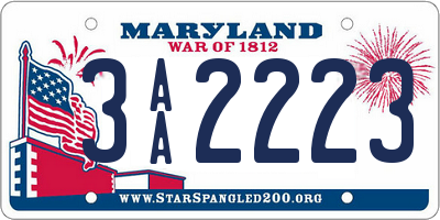 MD license plate 3AA2223