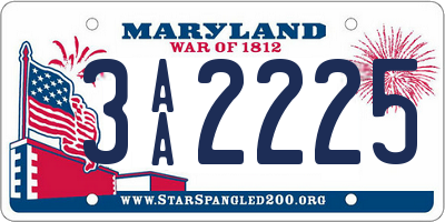 MD license plate 3AA2225