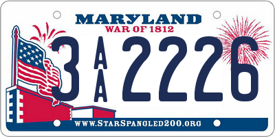 MD license plate 3AA2226