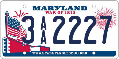 MD license plate 3AA2227