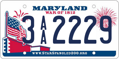 MD license plate 3AA2229