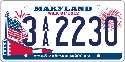 MD license plate 3AA2230