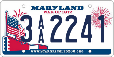 MD license plate 3AA2241