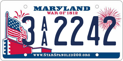 MD license plate 3AA2242