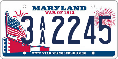 MD license plate 3AA2245