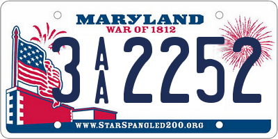 MD license plate 3AA2252