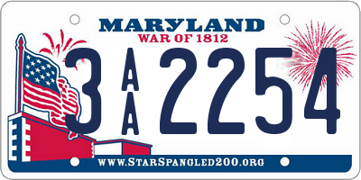 MD license plate 3AA2254