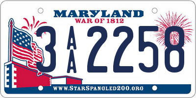 MD license plate 3AA2258