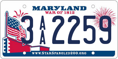 MD license plate 3AA2259