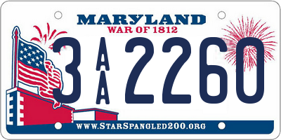 MD license plate 3AA2260