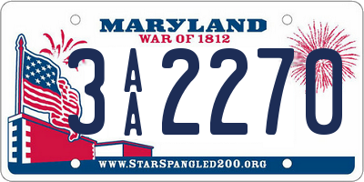 MD license plate 3AA2270