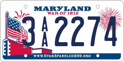 MD license plate 3AA2274