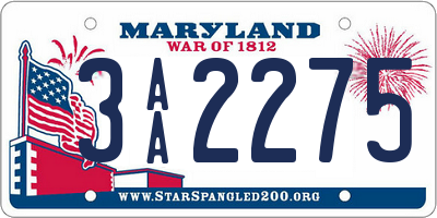 MD license plate 3AA2275