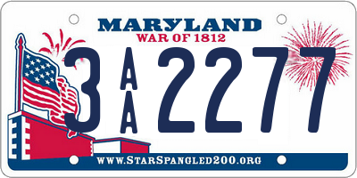 MD license plate 3AA2277