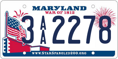MD license plate 3AA2278