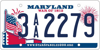 MD license plate 3AA2279