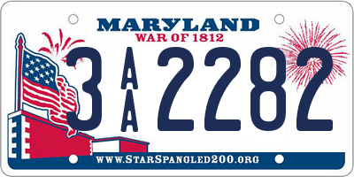 MD license plate 3AA2282