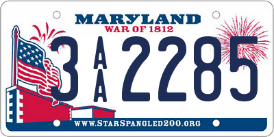 MD license plate 3AA2285