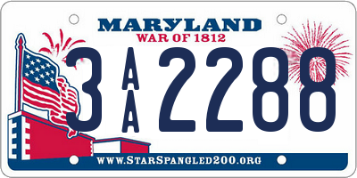 MD license plate 3AA2288