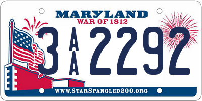 MD license plate 3AA2292