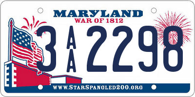 MD license plate 3AA2298