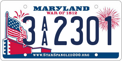 MD license plate 3AA2301