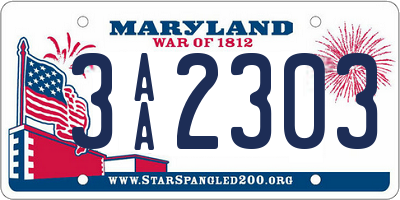 MD license plate 3AA2303