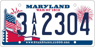 MD license plate 3AA2304