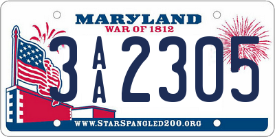 MD license plate 3AA2305