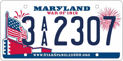 MD license plate 3AA2307