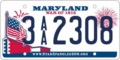 MD license plate 3AA2308