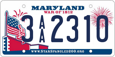 MD license plate 3AA2310