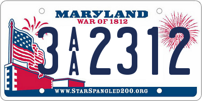 MD license plate 3AA2312