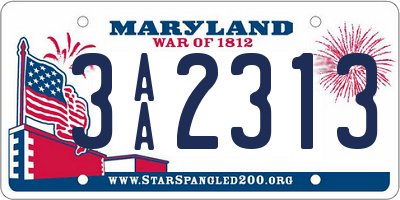 MD license plate 3AA2313