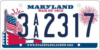 MD license plate 3AA2317