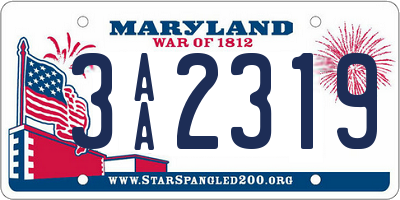 MD license plate 3AA2319
