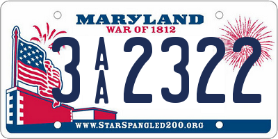 MD license plate 3AA2322