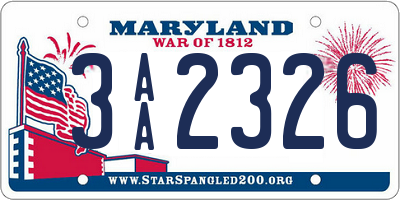 MD license plate 3AA2326