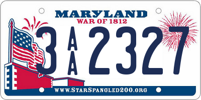 MD license plate 3AA2327