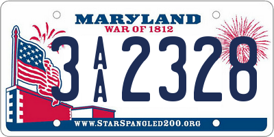 MD license plate 3AA2328