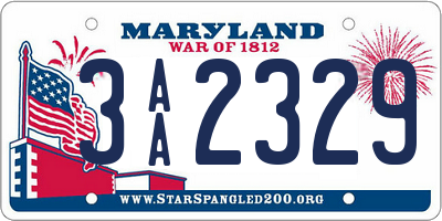 MD license plate 3AA2329