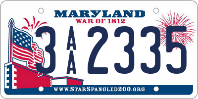 MD license plate 3AA2335