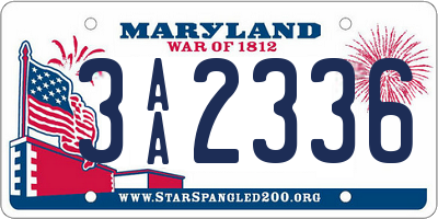 MD license plate 3AA2336