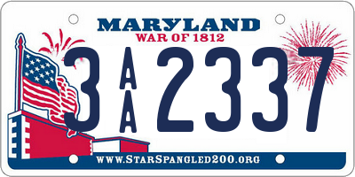 MD license plate 3AA2337