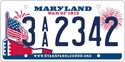 MD license plate 3AA2342