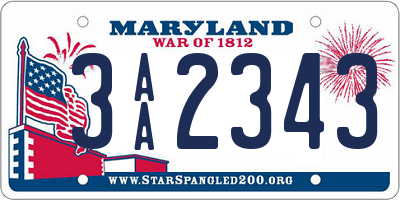 MD license plate 3AA2343