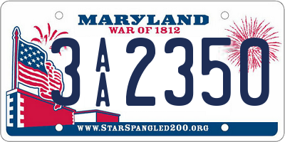 MD license plate 3AA2350